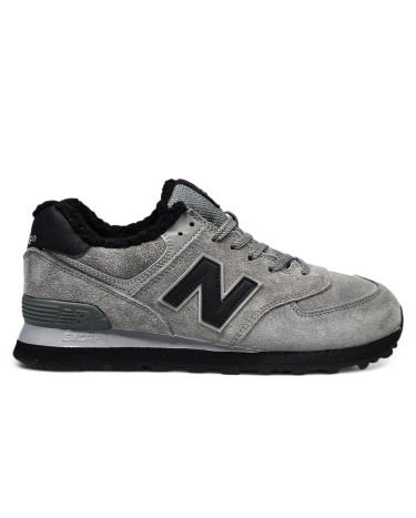 New Balance 574 Grey Black Two З ХУТРОМ