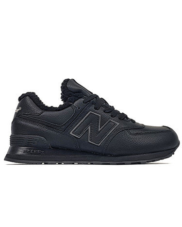 New Balance 574 Black Leather Winter С МЕХОМ