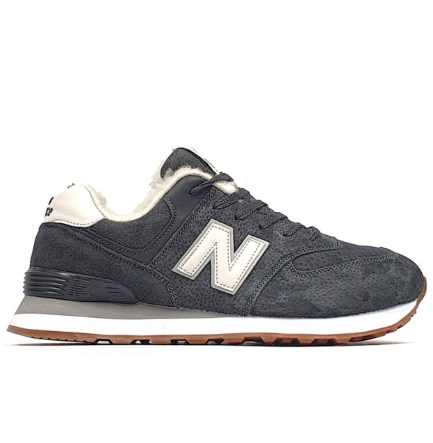 New Balance 574 Grey White Winter С МЕХОМ