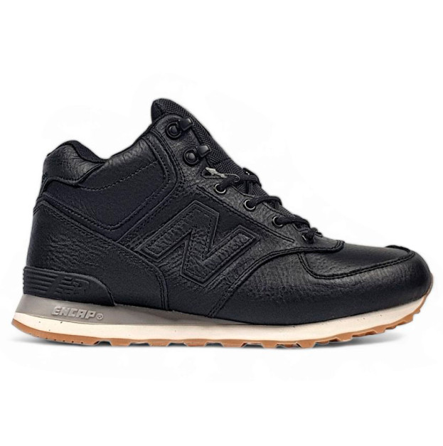 New Balance 574 High Leather Black White Gym Winter С МЕХОМ