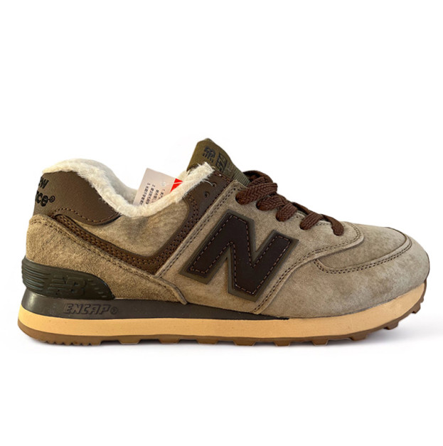 New Balance 574 Beige Brown Winter С МЕХОМ