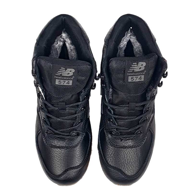 New balance 574 black leather gum sales